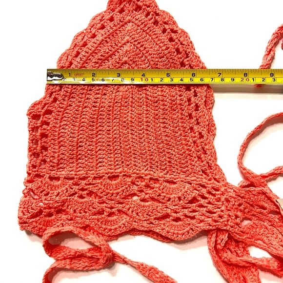 Crochet peach halter top Sz M & L - Picture 10 of 11